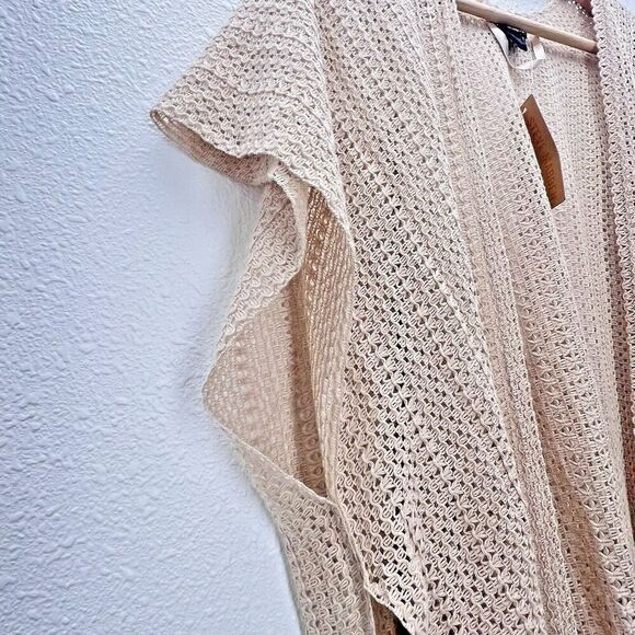 Steven Madden Women's Open Weave Short-Sleeve Kimono beige Cover Up on size - Picture 5 of 12